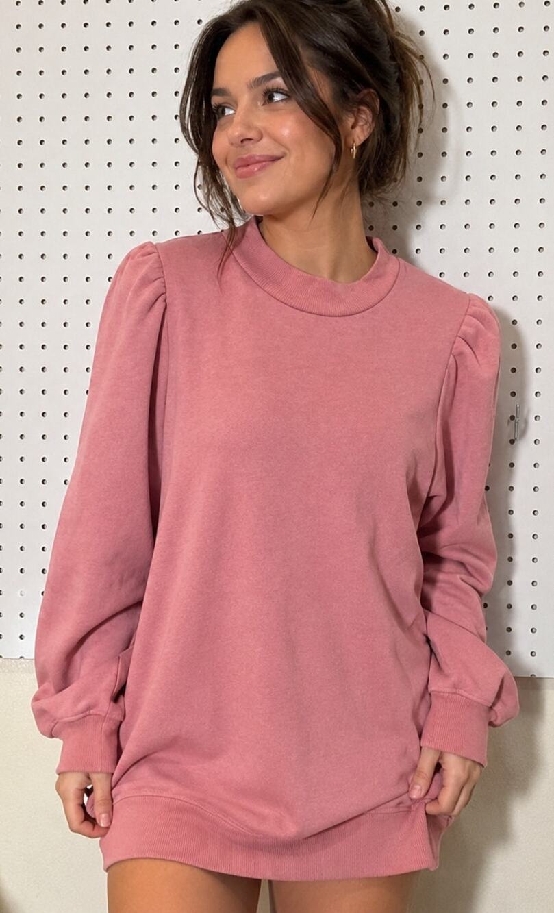 Free People Pink Sweatshirt Tunic Dress. Large/Xlarge